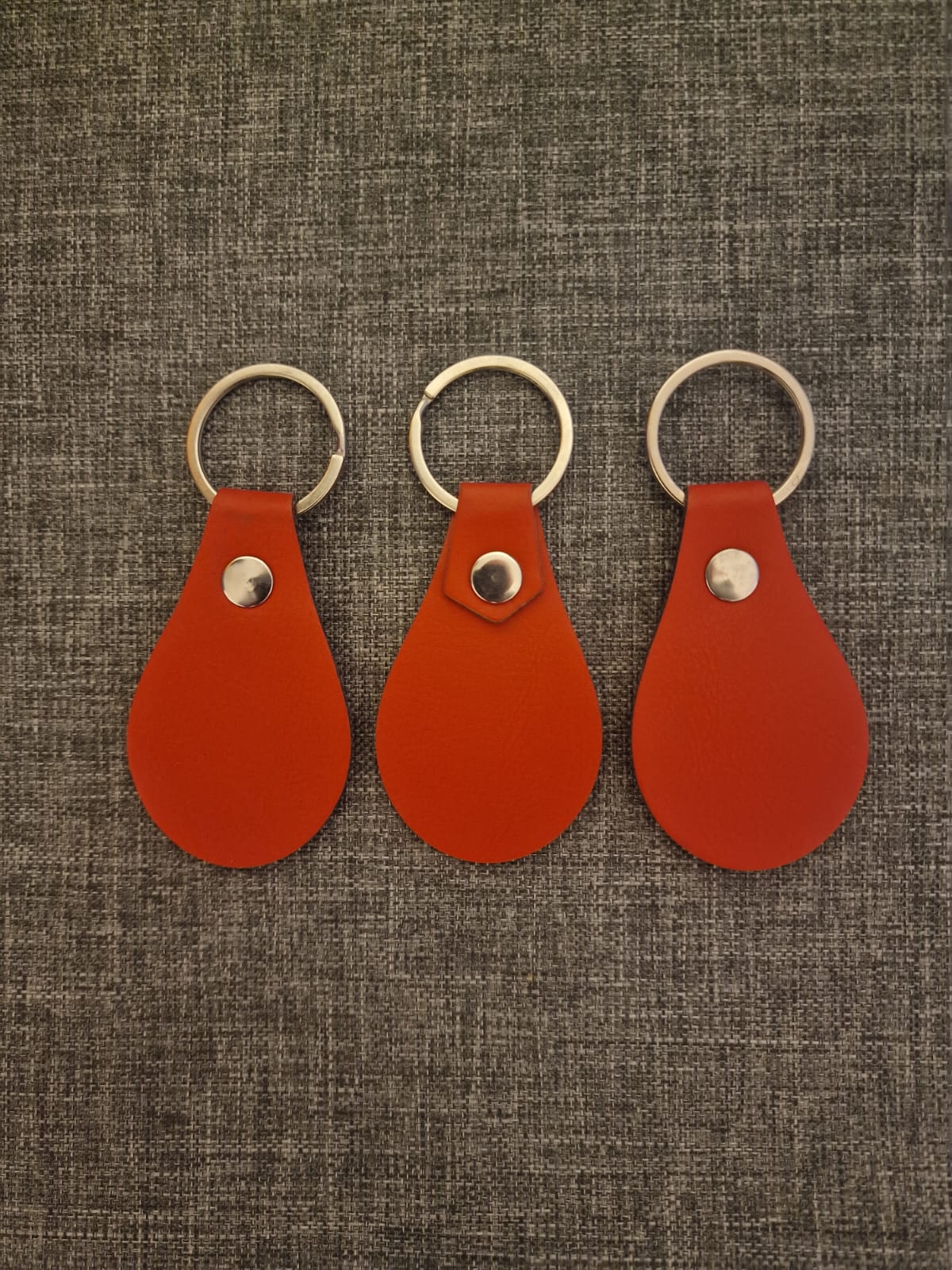Red Teardrop Shaped Leather Keyring